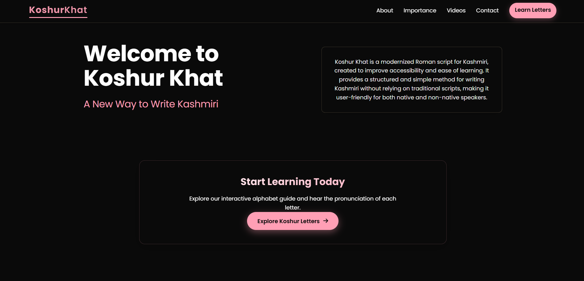 Koshur Khat - Modern Kashmiri Script Learning Platform